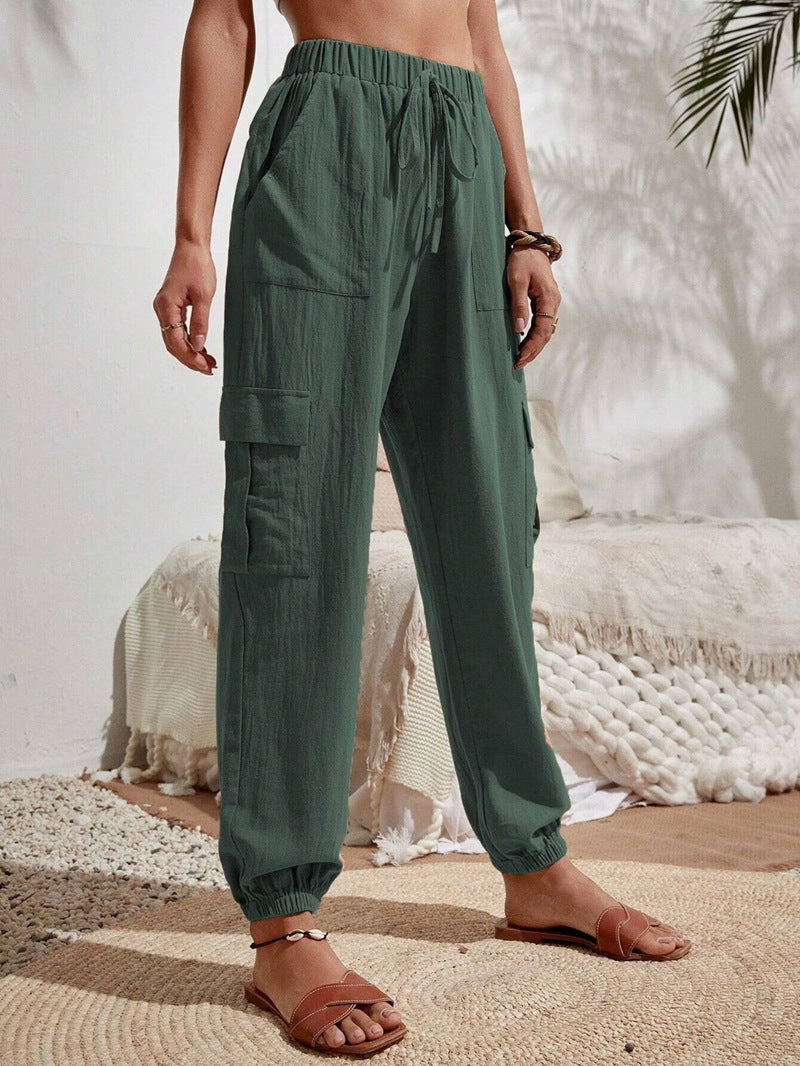 Casual Pocket Drawstring Loose Cargo Pants