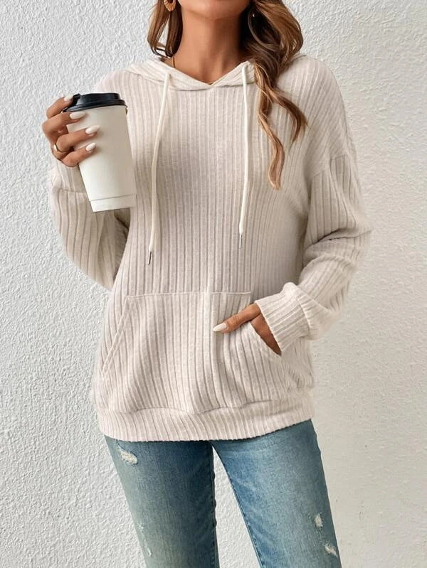 Winter Sunken Stripe Knit Sweater Hoodie