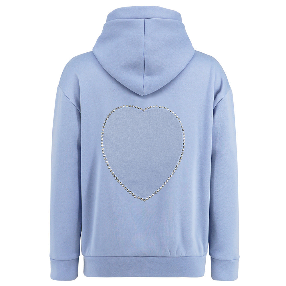 Cropped Rhinestone Long Sleeve Hoodie