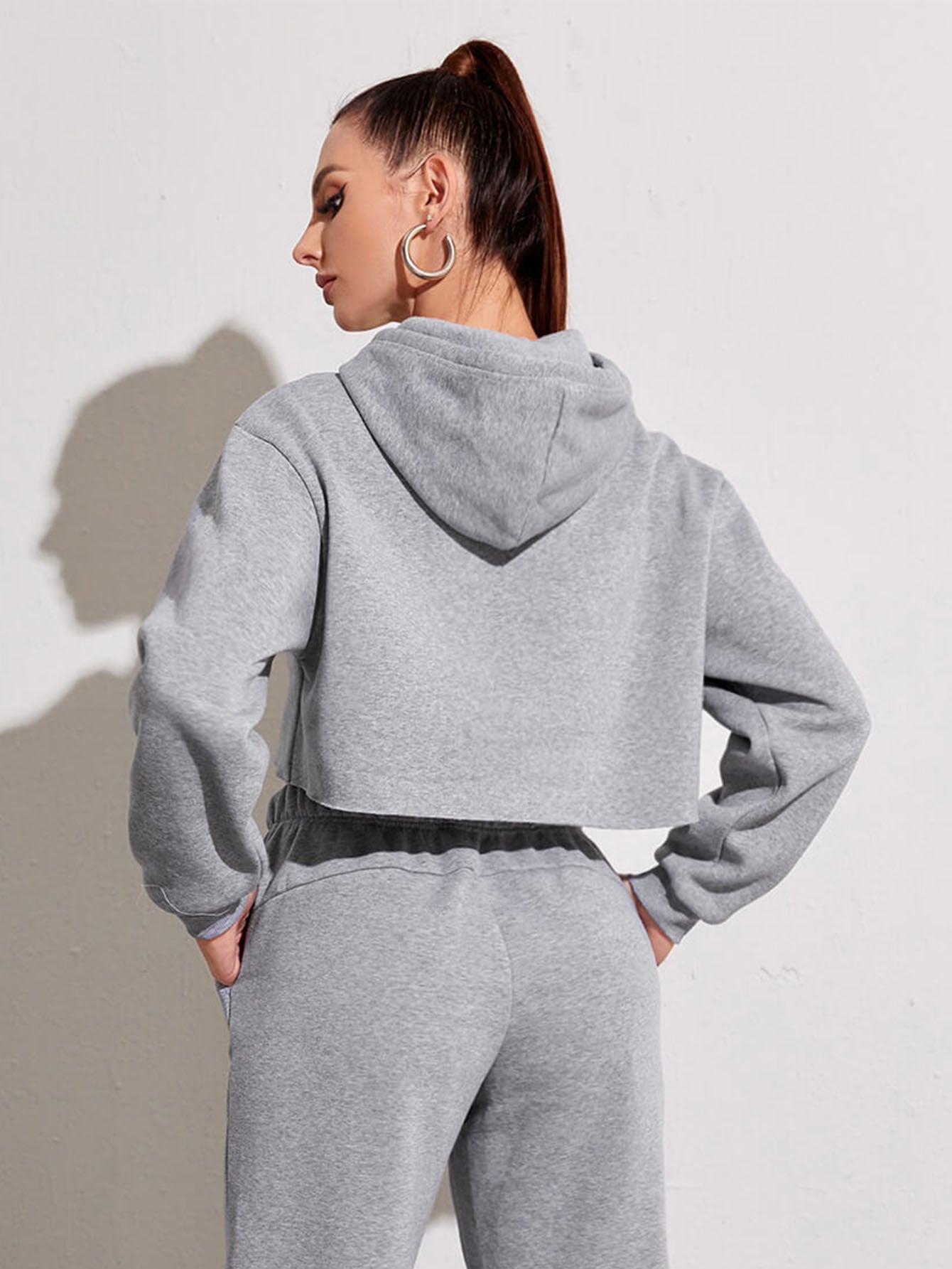 Fleece Short Crop Pullover Hoodie