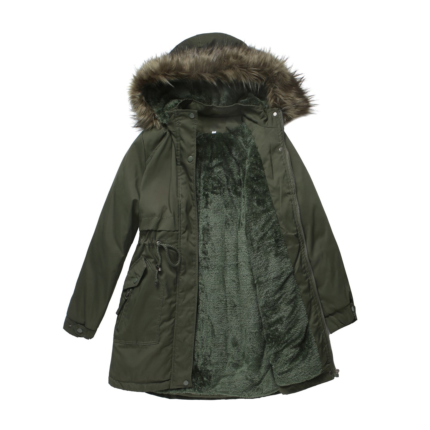 Detachable Fur Collar Quilted Coat Parkas