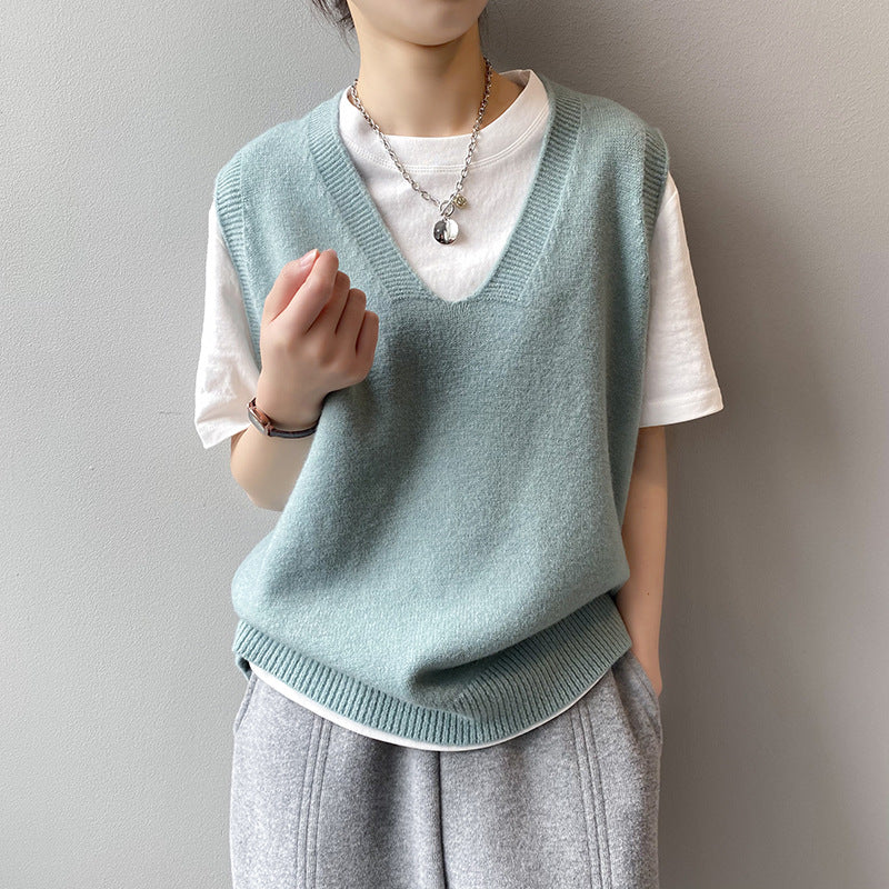 Casual Plain Knitted Sweater Vest