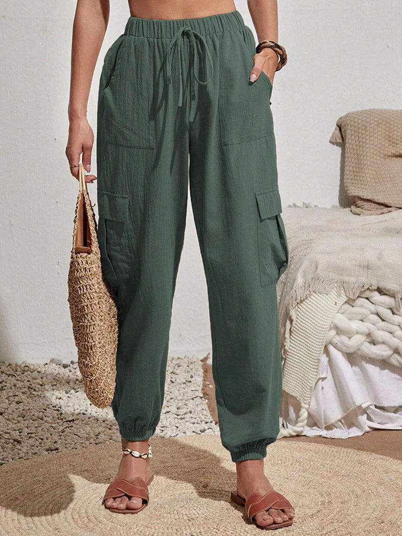 Casual Pocket Drawstring Loose Cargo Pants