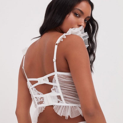 Elegant Embroidered Lace Bra T Shaped Panty Set