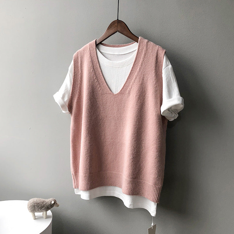 Casual Plain Knitted Sweater Vest