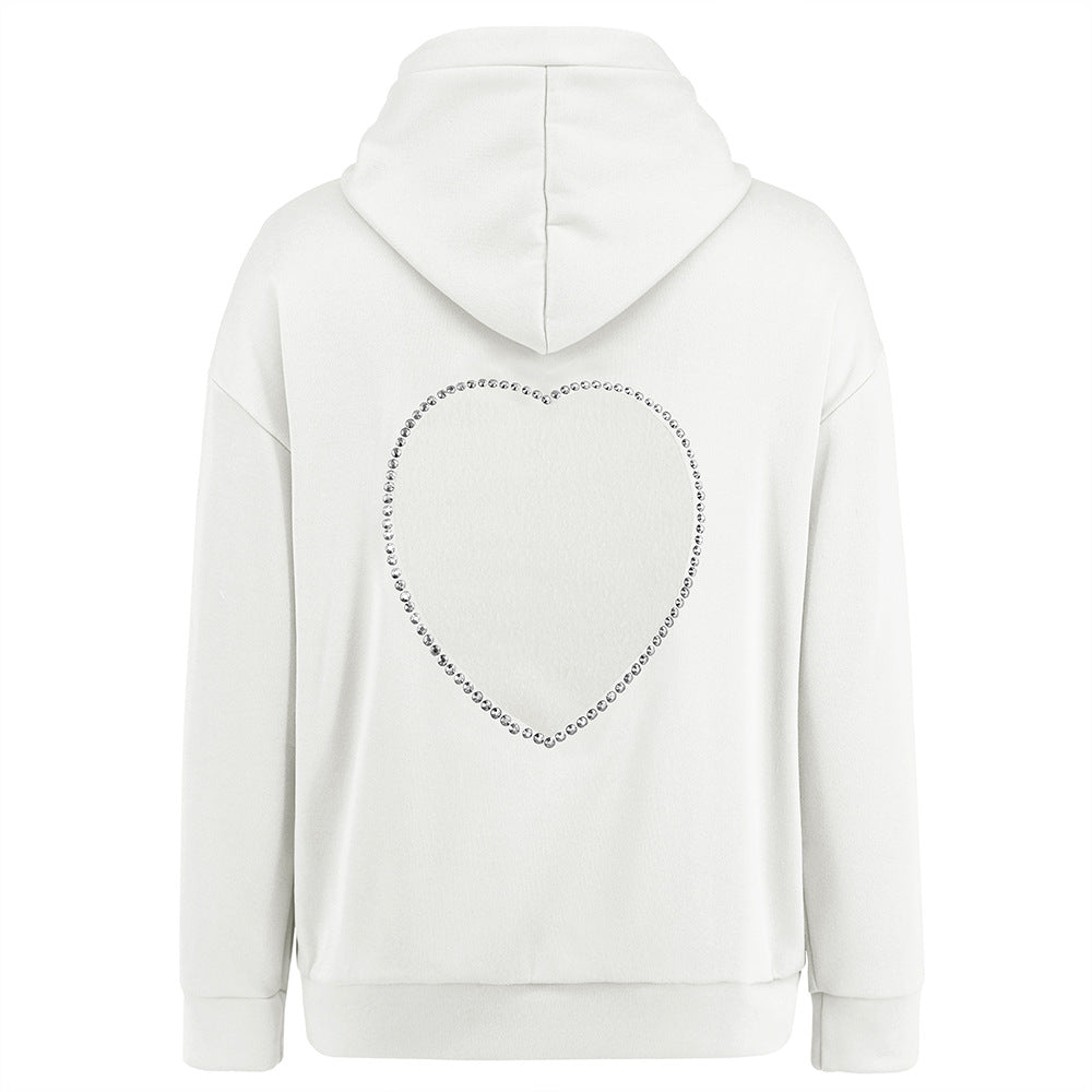 Cropped Rhinestone Long Sleeve Hoodie