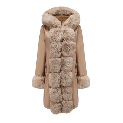 Detachable Fur Collar Hooded Jacket Parkas