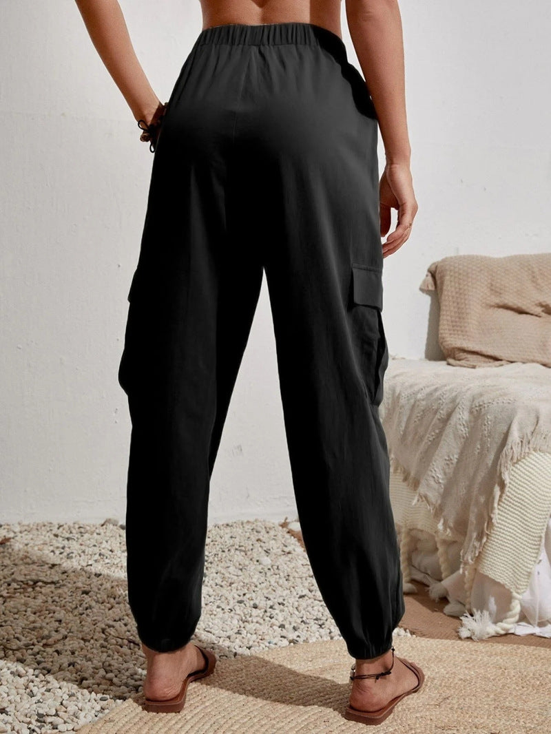 Casual Pocket Drawstring Loose Cargo Pants