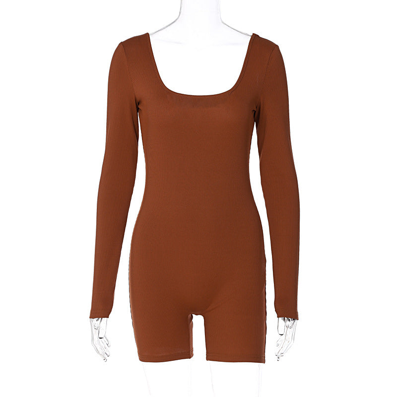 Ribbed Long Sleeve Slim Fit Rompers