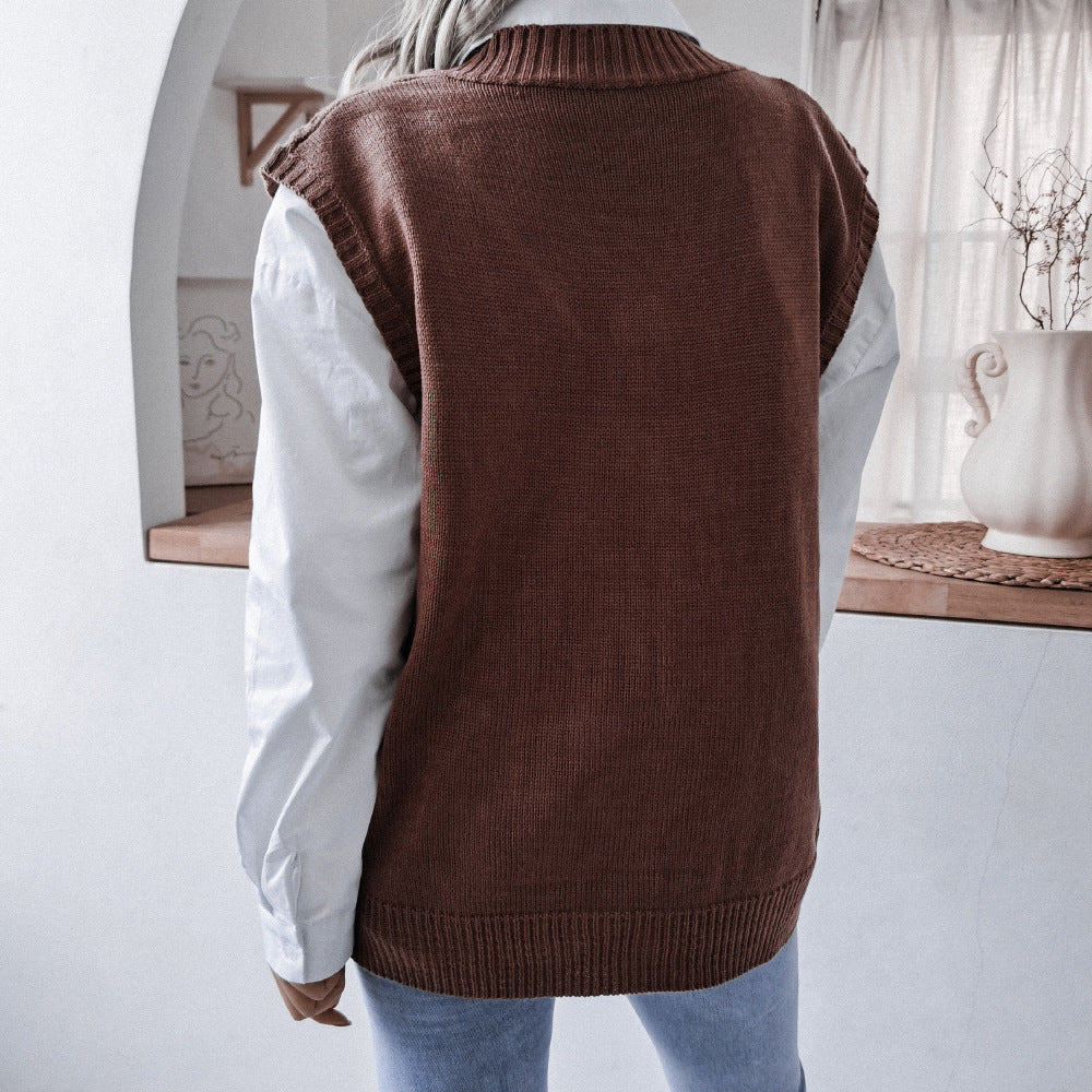 Casual Twist Knitted Loose Sweater Vest