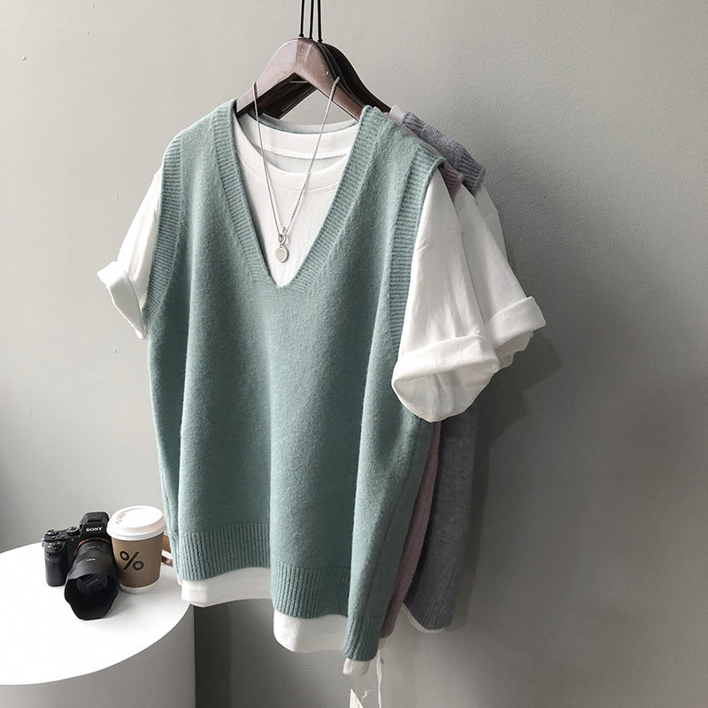 Casual Plain Knitted Sweater Vest