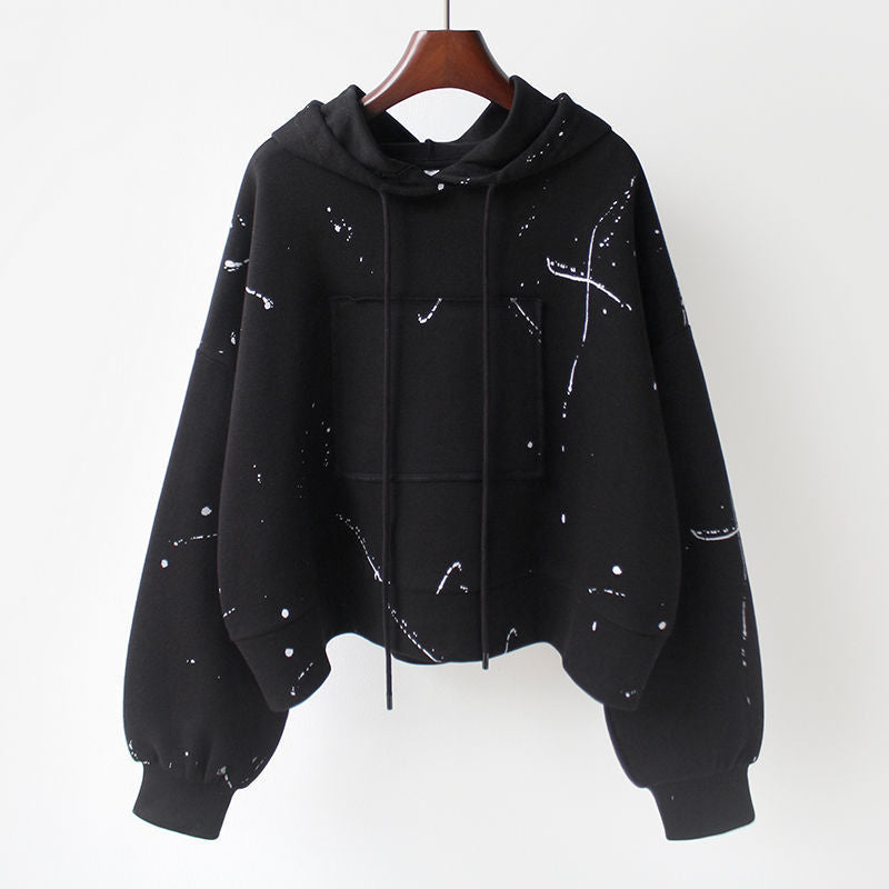 Thin Splash Inked Short Casual Sweater Hoodie