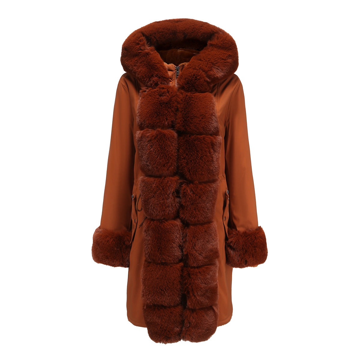 Detachable Fur Collar Hooded Jacket Parkas