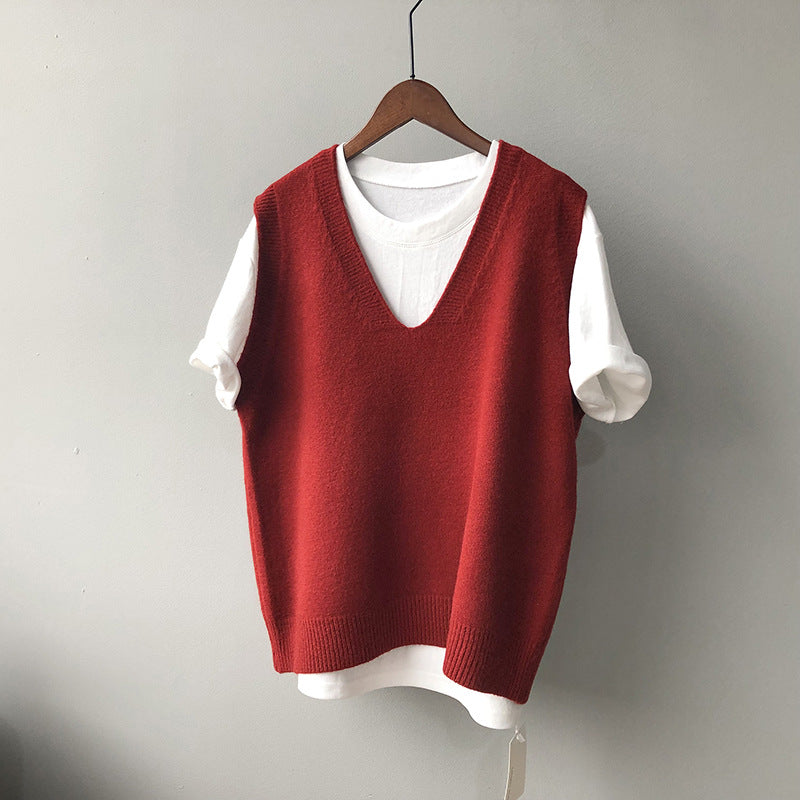 Casual Plain Knitted Sweater Vest