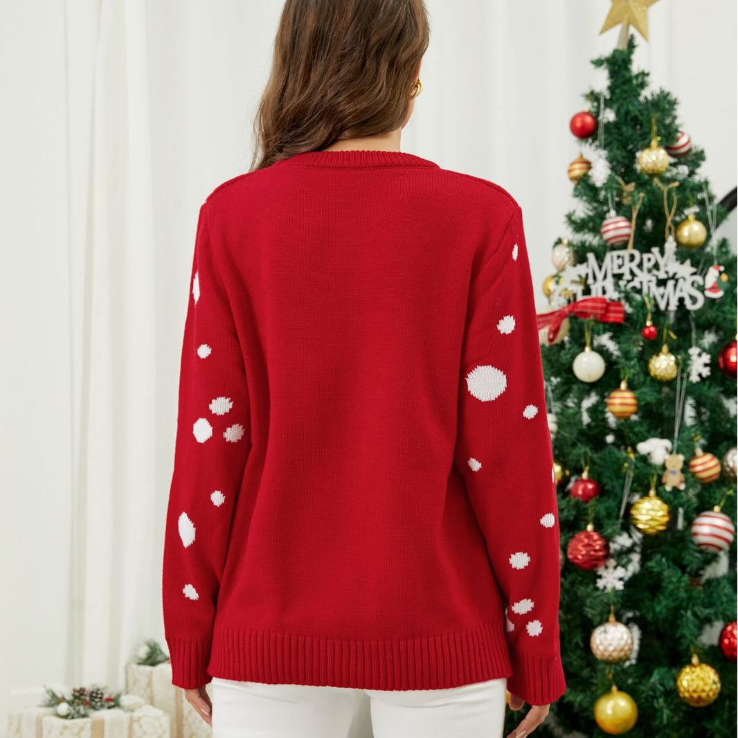 Christmas Deer Printed Long Sleeve Sweater