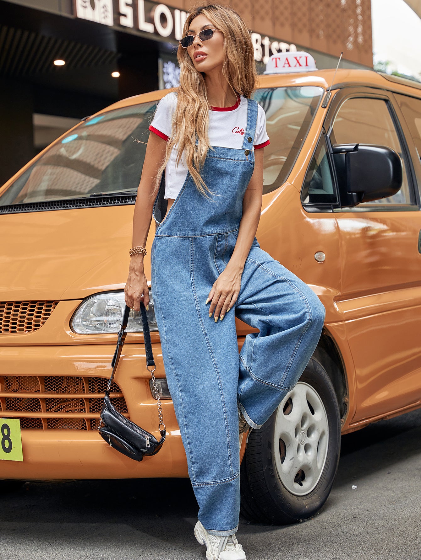 Casual Straight Denim Strap Jumpsuit