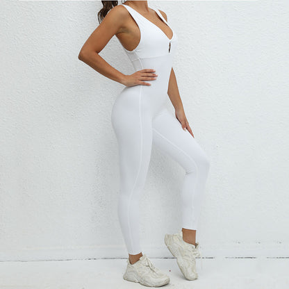 Sleeveless Cutout Ring Strap Yoga Jumpsuit