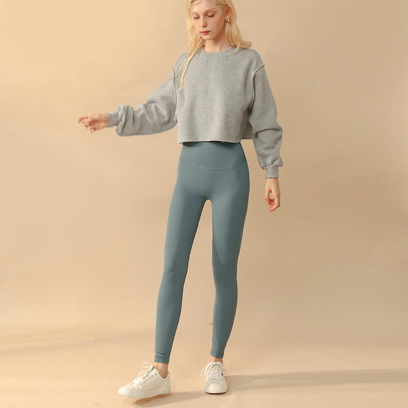 Fleece Lined Long Sleeve Short Cropped Sweatshirt