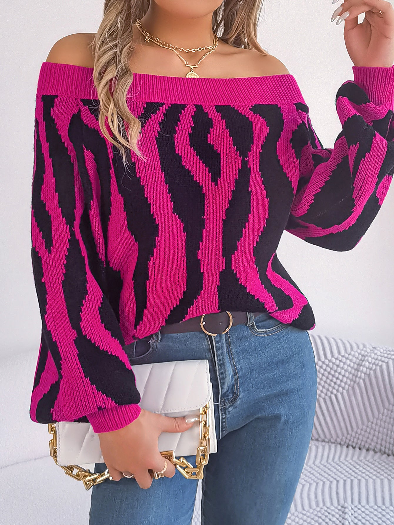 Elegant Stylish Lantern Sleeve Sweater