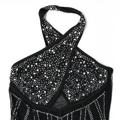 Neckholder, verführerischer, ärmelloser Strampler mit Ausschnitten