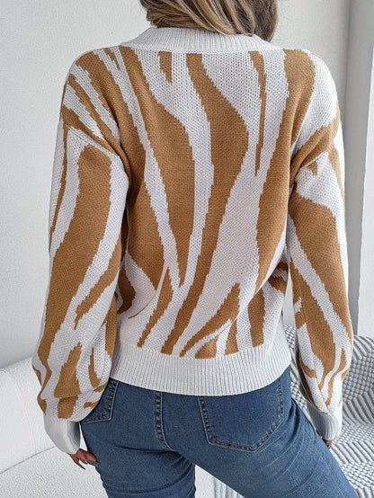 Casual Graffiti Striped Loose Pullover Sweater