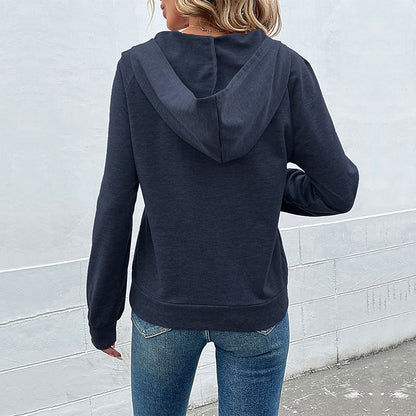 Casual Comfort Button Long Sleeve Hoodie