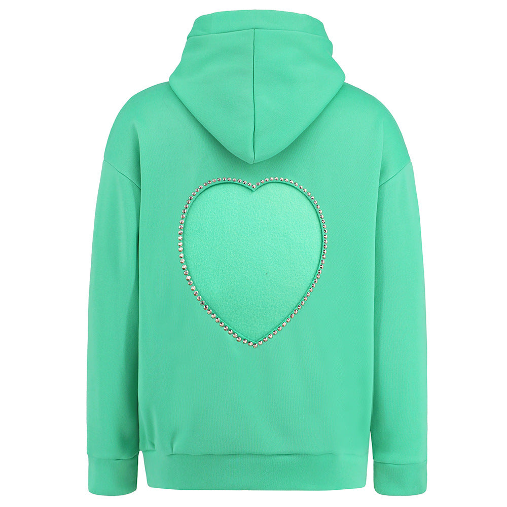 Cropped Rhinestone Long Sleeve Hoodie