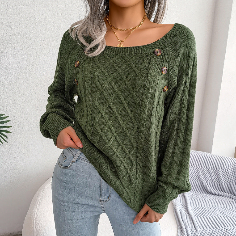 Casual Twist Knit Pullover Sweater