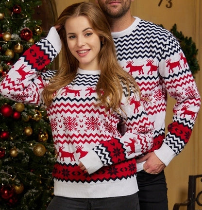 Christmas Snowflake Elk Knitted Couple Wear Sweater