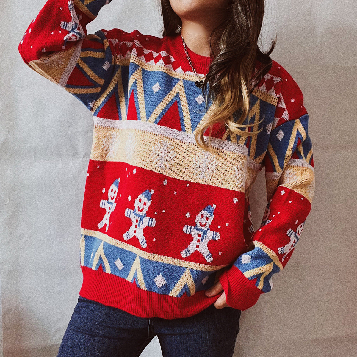 Christmas Casual Snowman Knitted Designed Pullover Sweater