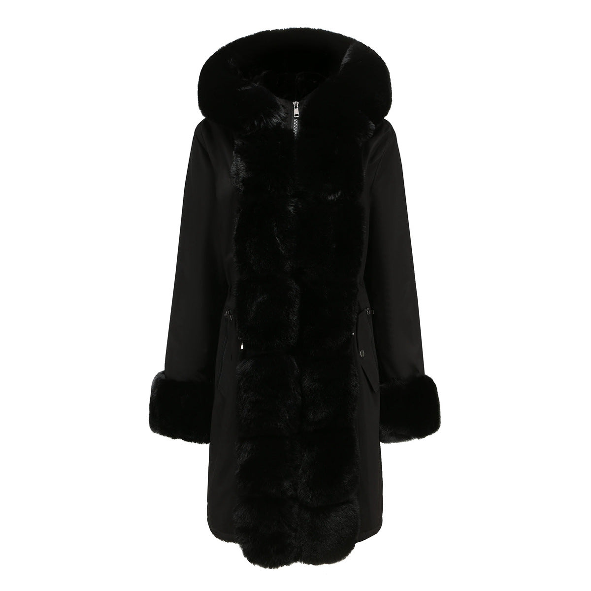 Detachable Fur Collar Hooded Jacket Parkas