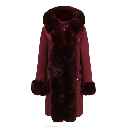 Detachable Fur Collar Hooded Jacket Parkas