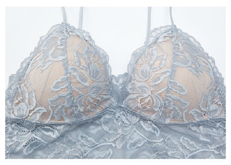 Embroidery Lace Thin Spaghetti Strap Bra Panty Set