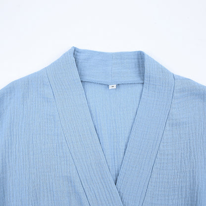 Casual Double Layer Short Cardigan Bathrobe