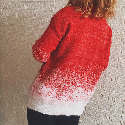 Christmas Half High Collar Snowflake Knitted Pullover Sweater