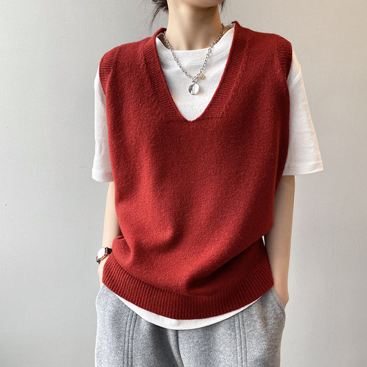 Casual Plain Knitted Sweater Vest