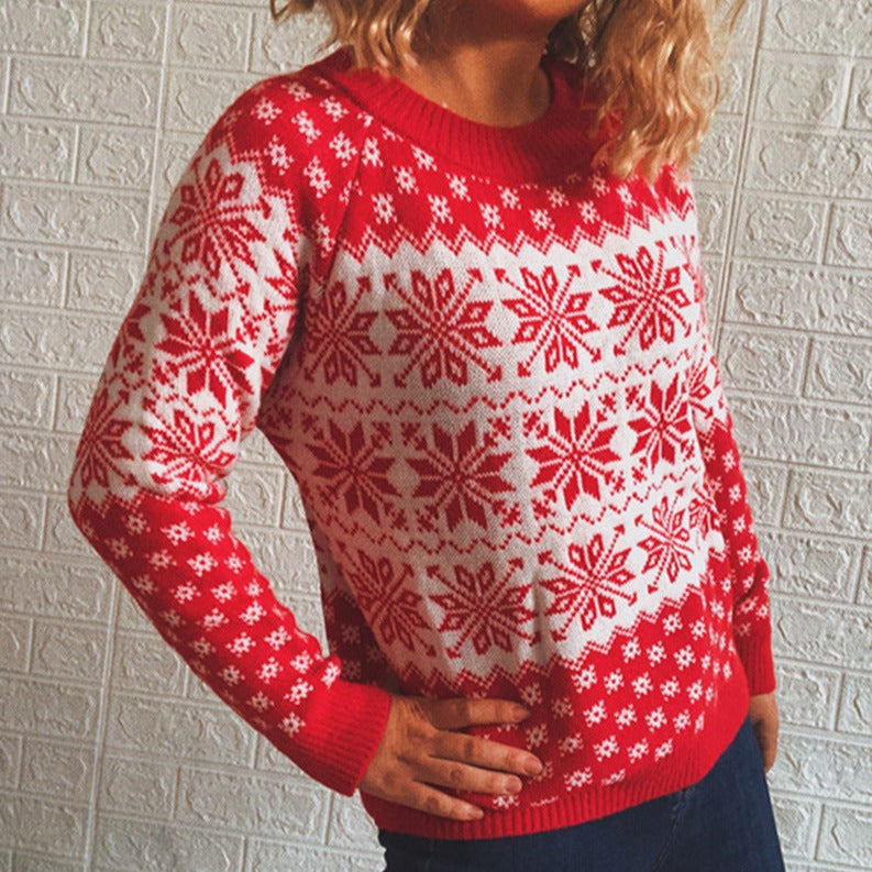 Christmas Casual Snowflake Knitted Pullover Sweater