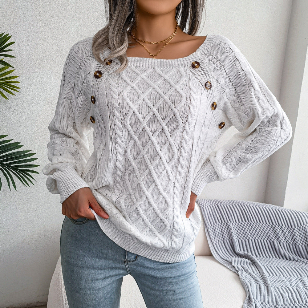 Casual Twist Knit Pullover Sweater