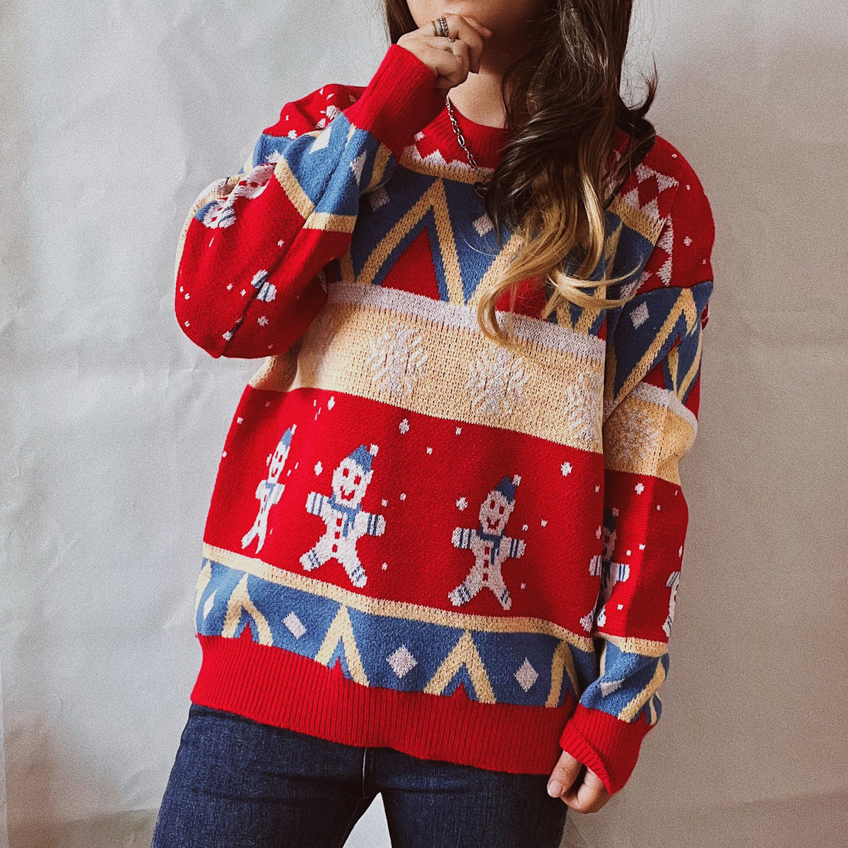 Christmas Casual Snowman Knitted Designed Pullover Sweater