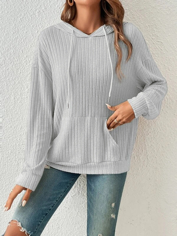 Winter Sunken Stripe Knit Sweater Hoodie