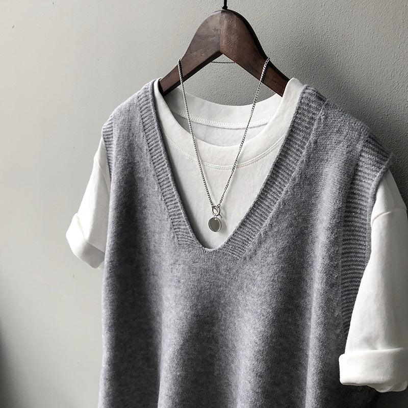 Casual Plain Knitted Sweater Vest