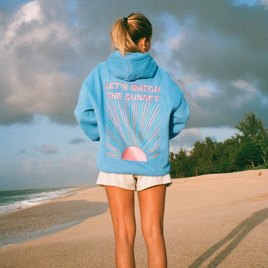 Lets Watch The Sunset Printed Thermal Hoodie