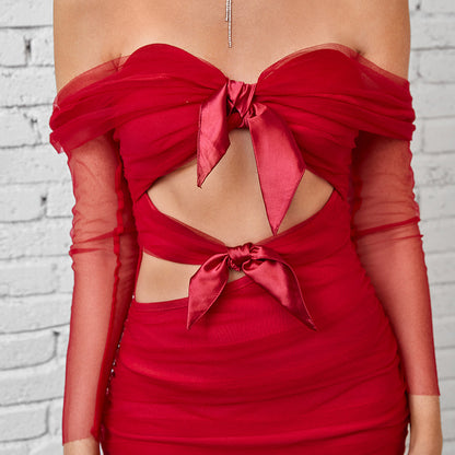 Robe de Noël enveloppée à manches longues