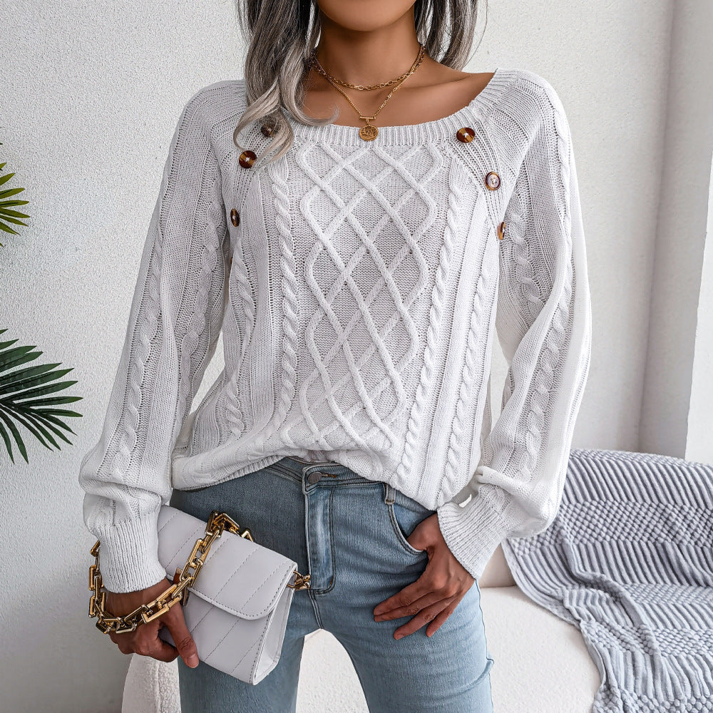 Casual Twist Knit Pullover Sweater