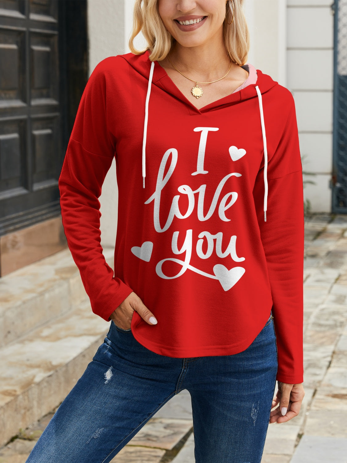 Affectionate Drawstring Long Sleeve Hoodie