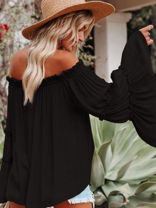 Elegant Flared Sleeve Blouse Top