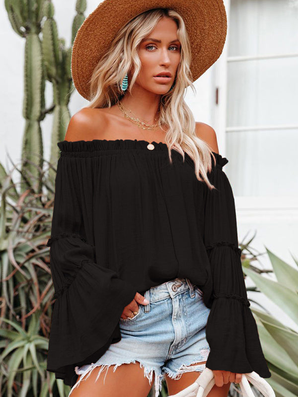 Elegant Flared Sleeve Blouse Top