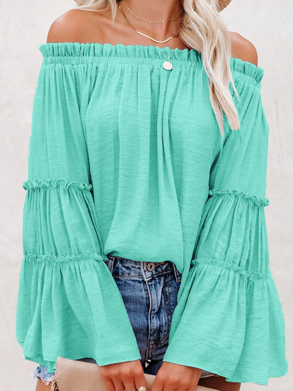 Elegant Flared Sleeve Blouse Top