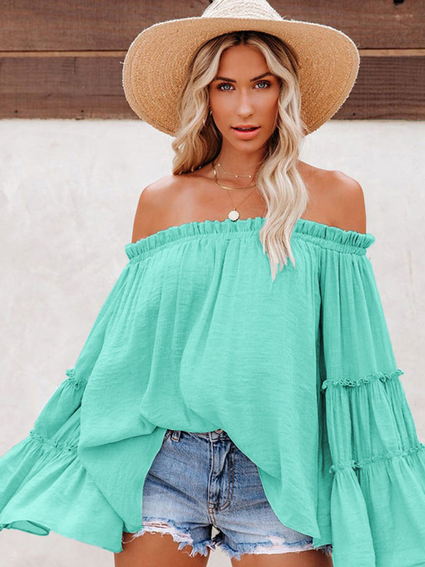 Elegant Flared Sleeve Blouse Top