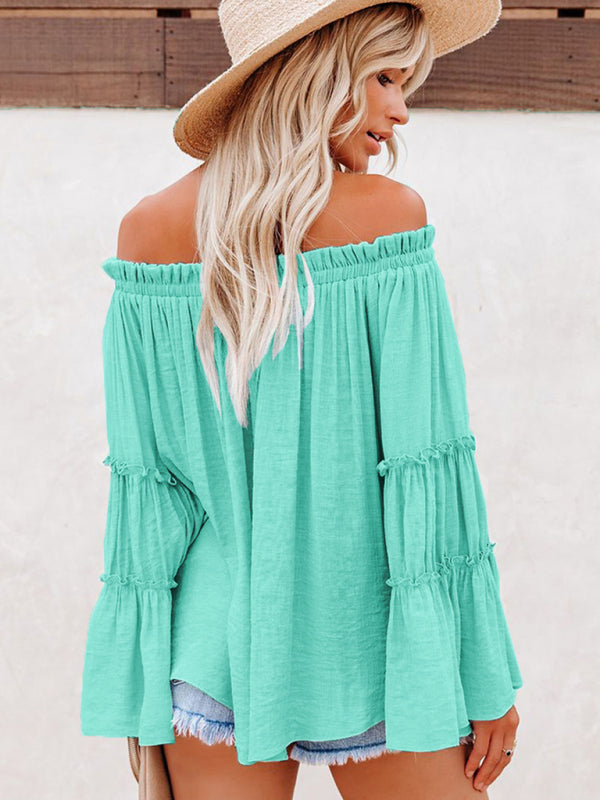 Elegant Flared Sleeve Blouse Top